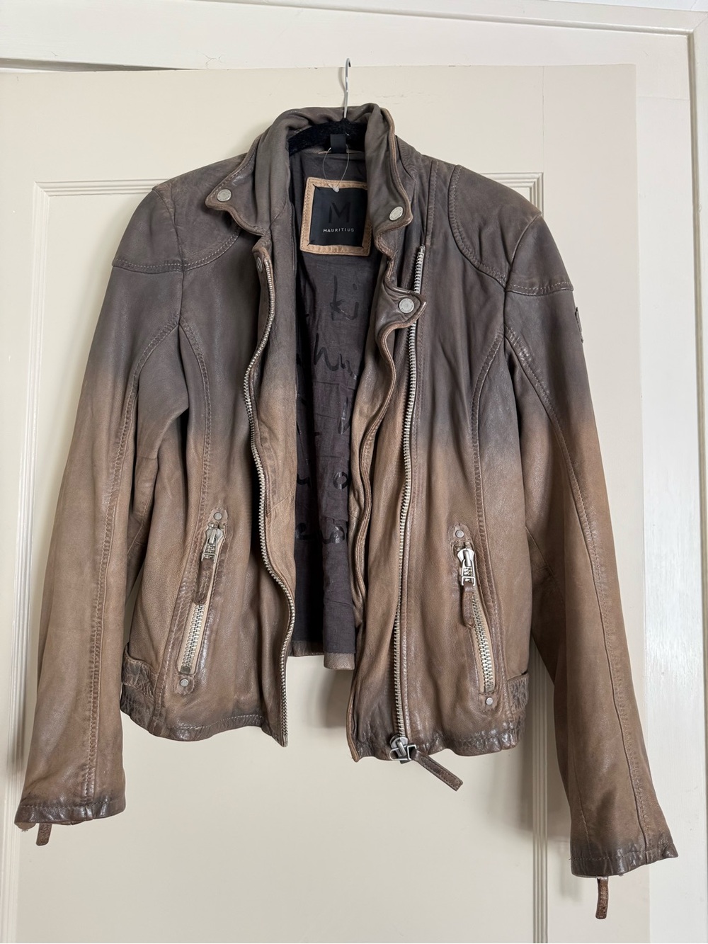 Women’s ombré Brown Leather Jacket